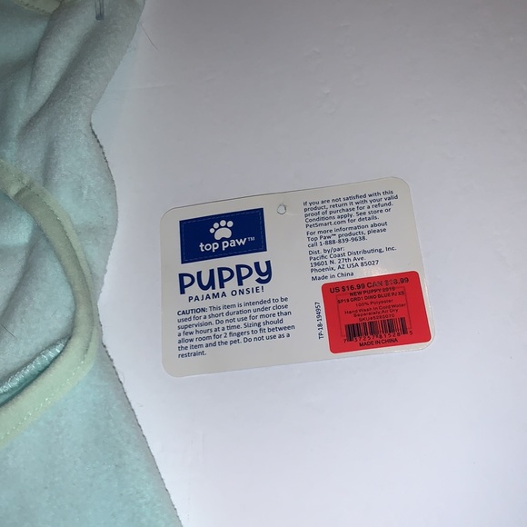 XS Dino PJ Onzie Top Paw Petco Blue Yellow - Picture 13 of 13